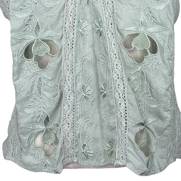 Free People Women’s Sivan Embroidered High/Low Blouse With Lace & Nettin… - Picture 3 of 15